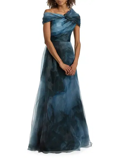 Rene Ruiz Collection Women's Twisted Off-The-Shoulder Organza Gown - Blue - Size 16 | Thumbnail 2 Rene Ruiz Collection Women's Twisted Off-The-Shoulder Organza Gown - Blue - Size 16 | Thumbnail 2