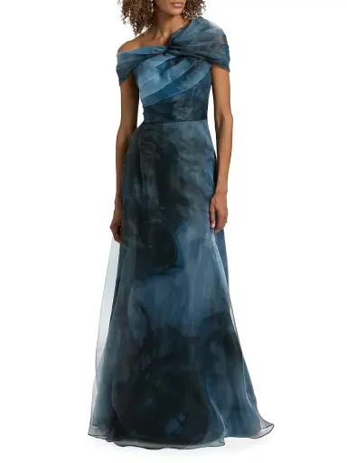 Rene Ruiz Collection Women's Twisted Off-The-Shoulder Organza Gown - Blue - Size 16 | Thumbnail 3 Rene Ruiz Collection Women's Twisted Off-The-Shoulder Organza Gown - Blue - Size 16 | Thumbnail 3