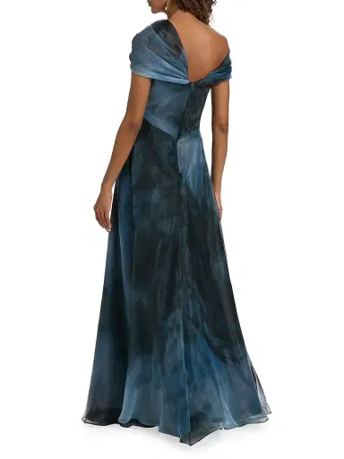 Rene Ruiz Collection Women's Twisted Off-The-Shoulder Organza Gown - Blue - Size 16 | Thumbnail 5 Rene Ruiz Collection Women's Twisted Off-The-Shoulder Organza Gown - Blue - Size 16 | Thumbnail 5