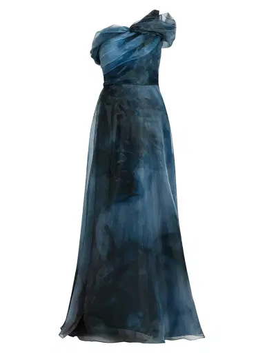 Rene Ruiz Collection Women's Twisted Off-The-Shoulder Organza Gown - Blue - Size 16 | Thumbnail 1 Rene Ruiz Collection Women's Twisted Off-The-Shoulder Organza Gown - Blue - Size 16 | Thumbnail 1