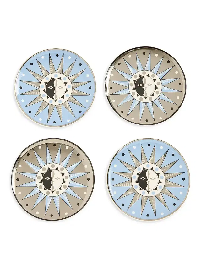 Jonathan Adler Soleil 4-Piece Coaster Set - Blue Grey