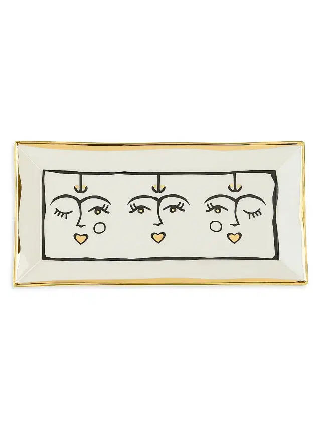 Jonathan Adler Marseilles Long Tray - White Black
