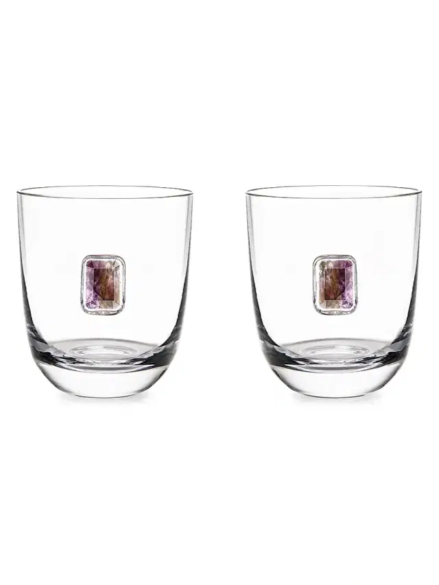 ANNA New York Elevo 2-Piece Smoke Agate Double Old-Fashioned Glass Set