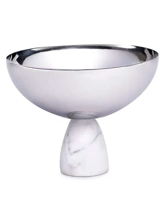 ANNA New York Coluna Carrara Marble & Metal Bowl