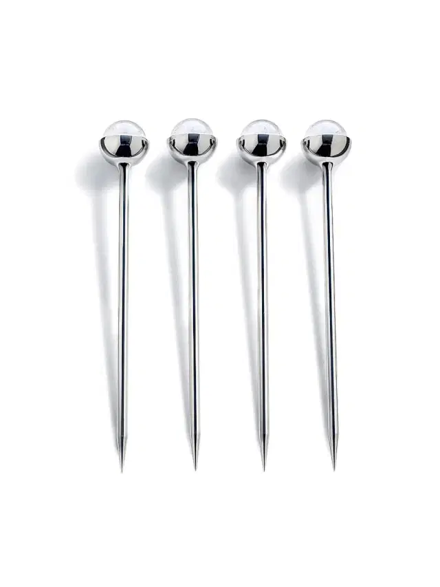 ANNA New York Hospitality Cocktail Picks 4-Piece Set - Silver