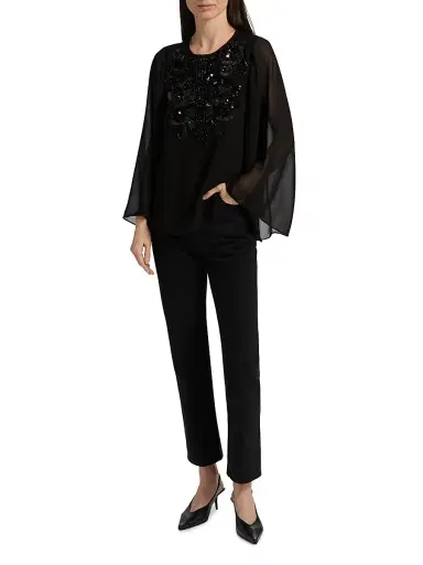 Ungaro Women's Nastasia Sequined Chiffon Blouse - Black - Size XXL | Thumbnail 2