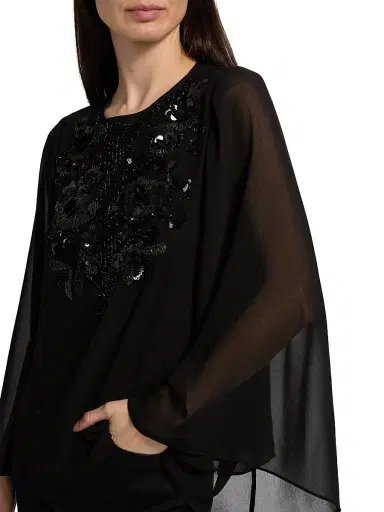 Ungaro Women's Nastasia Sequined Chiffon Blouse - Black - Size XXL | Thumbnail 6