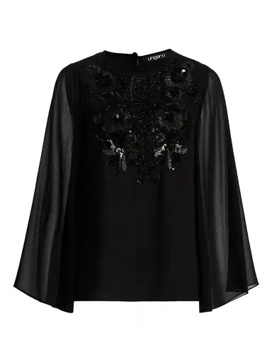 Ungaro Women's Nastasia Sequined Chiffon Blouse - Black - Size XXL | Thumbnail 1
