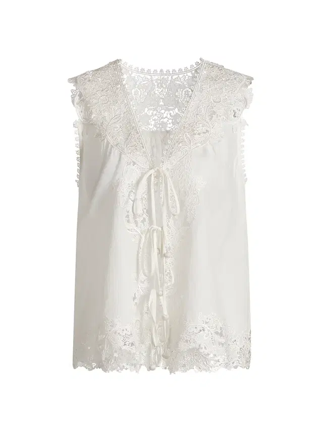 Kobi Halperin Women's Bianca Lace-Trim Sleeveless Linen-Blend Blouse -