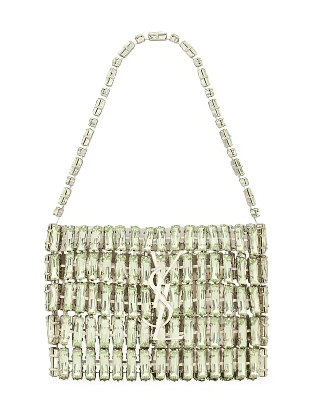 Saint Laurent Women's Micro Evening Bag in Crystals - Chrysolite