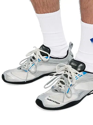 Balenciaga Men's Radar Gradient Lines Sneakers - White Silver Black Blue - Size 6 | Thumbnail 6 Balenciaga Men's Radar Gradient Lines Sneakers - White Silver Black Blue - Size 6 | Thumbnail 6