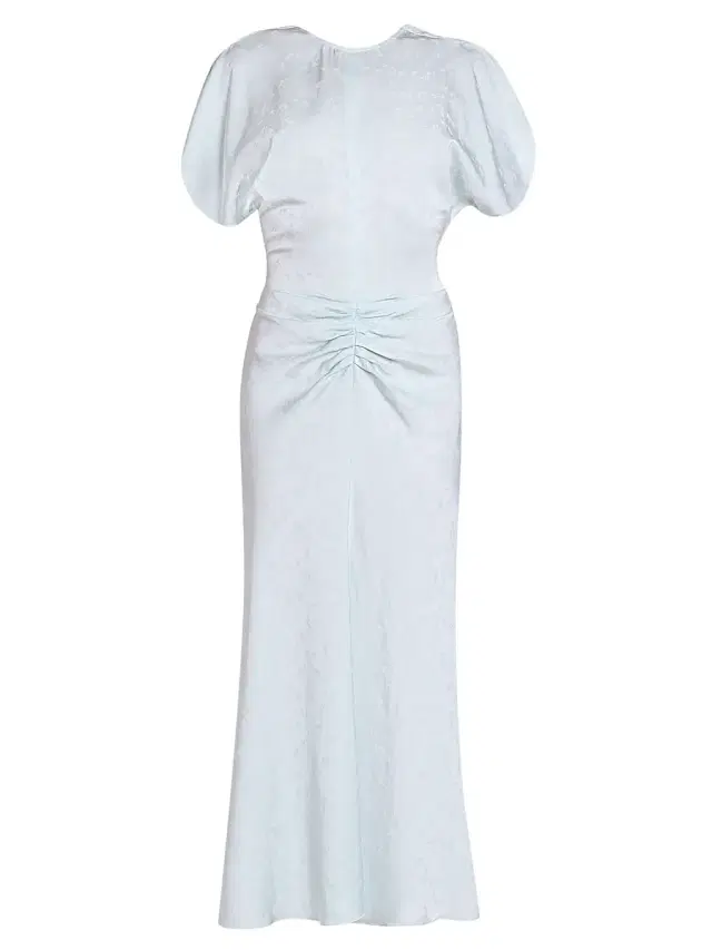 Victoria Beckham Women's Gathered Waist Burnout Velvet Midi-Dress - Aquamarine