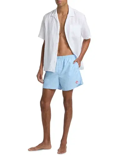 Casablanca Men's Monogram Swim Trunks - Cerulean Loopback - Size XXL | Thumbnail 2