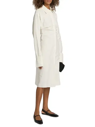 Toteme Women's Slouch Cotton-Linen Shirtdress - Off White | Thumbnail 4