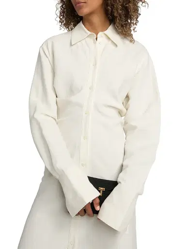 Toteme Women's Slouch Cotton-Linen Shirtdress - Off White | Thumbnail 6
