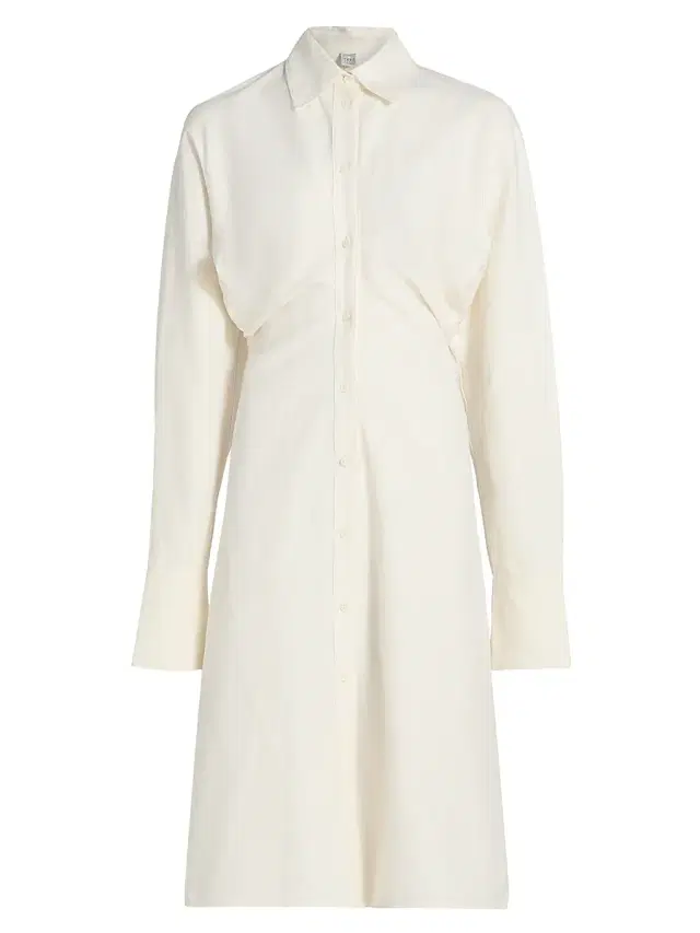 Women's Slouch Cotton-Linen Shirtdress - Off White
