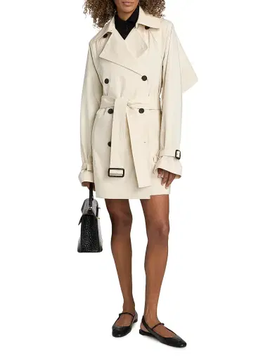 TOTEME Women's Washed Cotton Trench Coat - Stone - Size 12 | Thumbnail 3 TOTEME Women's Washed Cotton Trench Coat - Stone - Size 12 | Thumbnail 3