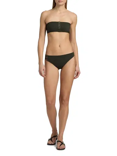 Toteme Women's Rib-Knit Bikini Bottom - Dark Green | Thumbnail 2 Toteme Women's Rib-Knit Bikini Bottom - Dark Green | Thumbnail 2