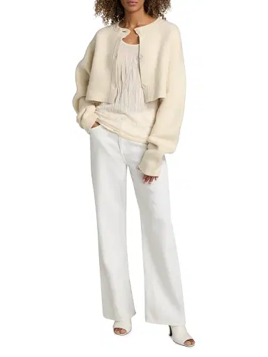 Toteme Women's Cropped Wool Oversized Cardigan - Milk | Thumbnail 2