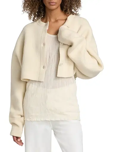 Toteme Women's Cropped Wool Oversized Cardigan - Milk | Thumbnail 3
