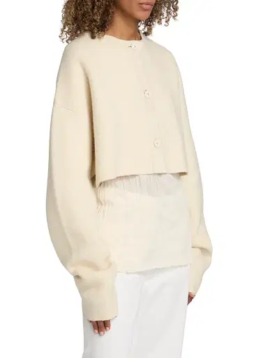 Toteme Women's Cropped Wool Oversized Cardigan - Milk | Thumbnail 4