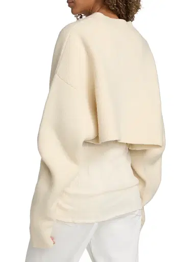 Toteme Women's Cropped Wool Oversized Cardigan - Milk | Thumbnail 5