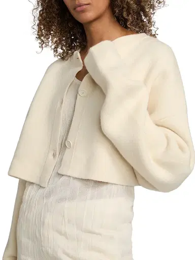 Toteme Women's Cropped Wool Oversized Cardigan - Milk | Thumbnail 6