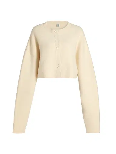 Toteme Women's Cropped Wool Oversized Cardigan - Milk | Thumbnail 1