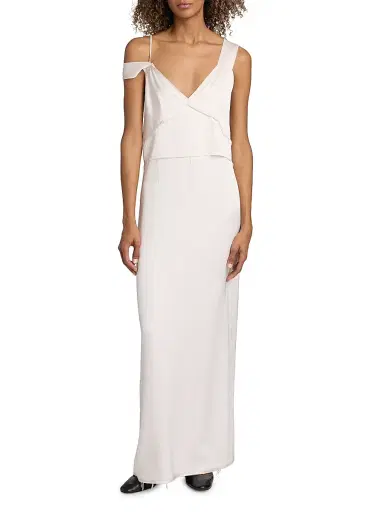 TOTEME Women's Satin V-Neck Slip Dress - Bloom | Thumbnail 3