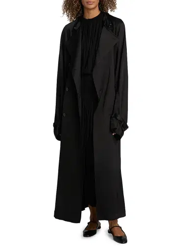 TOTEME Women's Draped Satin Double-Breasted Trench Coat | Thumbnail 3 TOTEME Women's Draped Satin Double-Breasted Trench Coat | Thumbnail 3