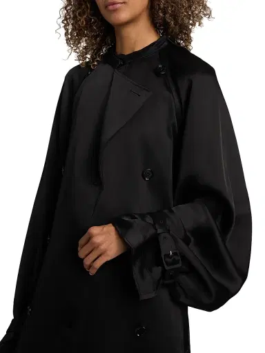 TOTEME Women's Draped Satin Double-Breasted Trench Coat | Thumbnail 6 TOTEME Women's Draped Satin Double-Breasted Trench Coat | Thumbnail 6