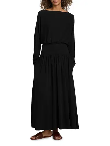 TOTEME Women's Boatneck Jersey Maxi Dress - Black - Size XL | Thumbnail 2