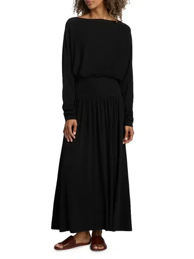 TOTEME Women's Boatneck Jersey Maxi Dress - Black - Size XL | Thumbnail 3