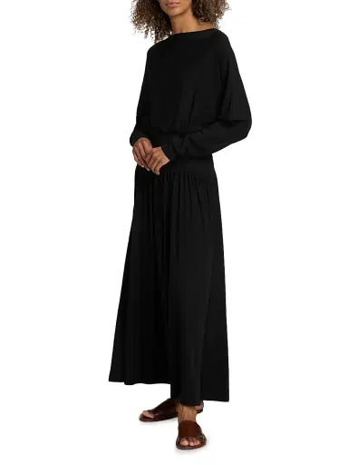 TOTEME Women's Boatneck Jersey Maxi Dress - Black - Size XL | Thumbnail 4