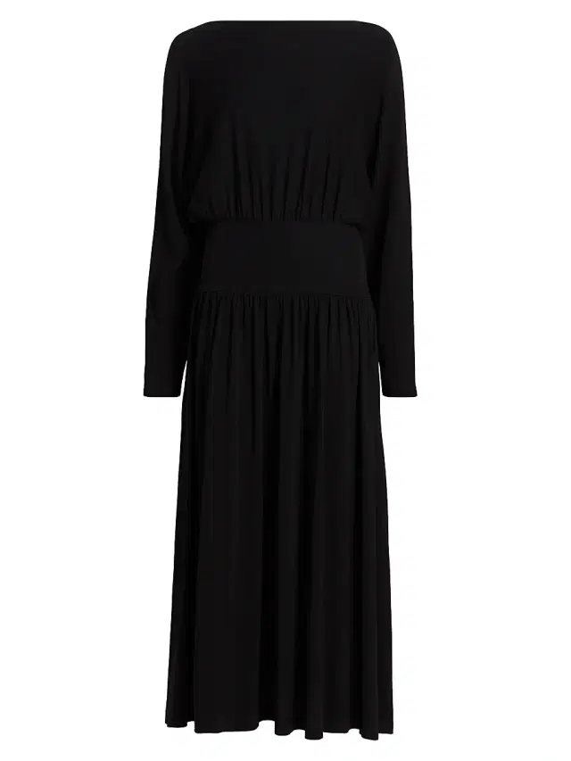 Women's Boatneck Jersey Maxi Dress - Black