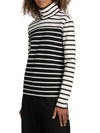 TOTEME Women's Striped Wool Turtleneck Sweater | Thumbnail 4 TOTEME Women's Striped Wool Turtleneck Sweater | Thumbnail 4