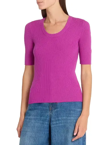 Chloé Women's Rib-Knit Wool Top - Intense Pink | Thumbnail 4 Chloé Women's Rib-Knit Wool Top - Intense Pink | Thumbnail 4