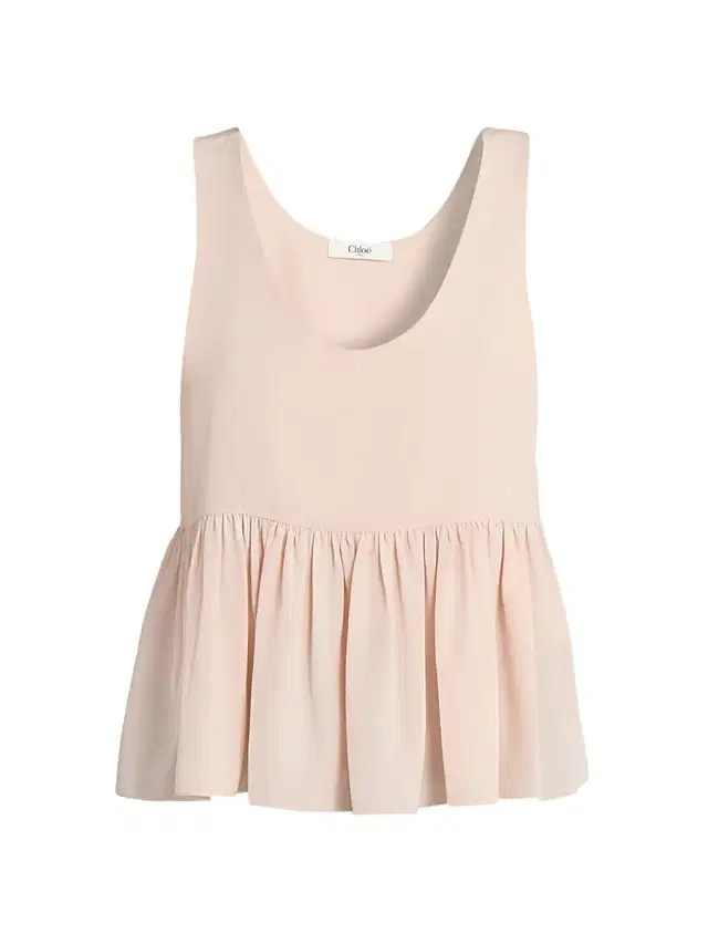 Chloé Women's Babydoll Silk Top - Delicate Pink