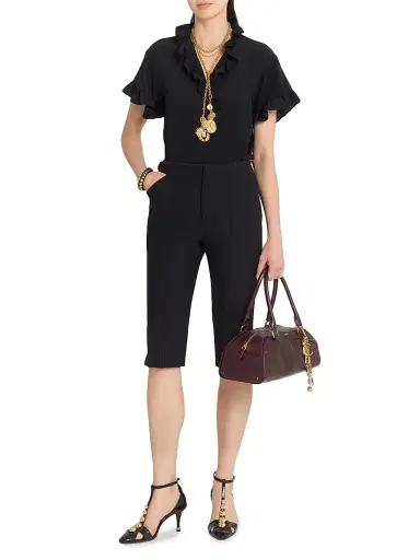 Chloé Women's Ruffled Silk Blouse - Black | Thumbnail 2 Chloé Women's Ruffled Silk Blouse - Black | Thumbnail 2