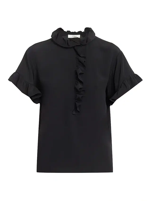 Chloé Women's Ruffled Silk Blouse - Black