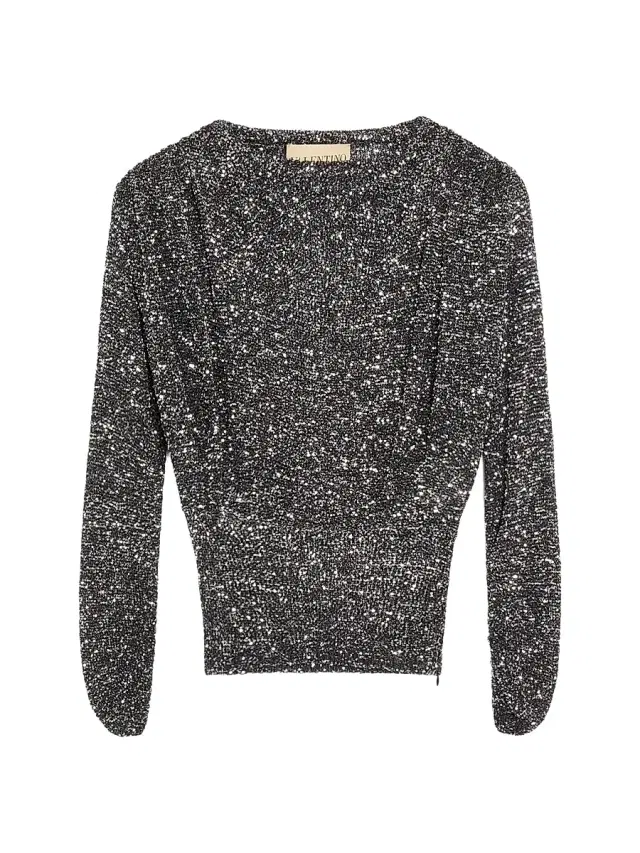 Valentino Garavani Women's Sequin Thread Jumper - Black Silver