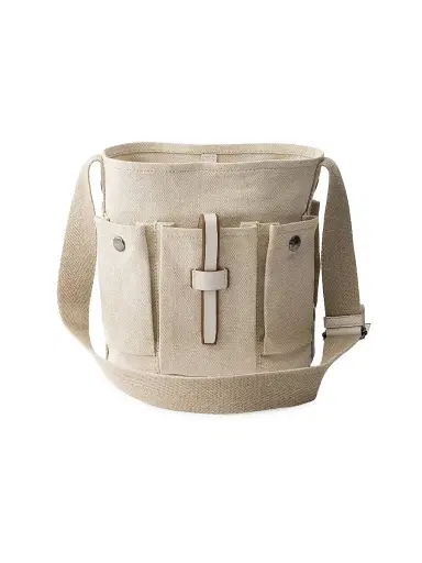 Prada Women's Route Mini Canvas and Leather Bucket Bag - Beige Khaki | Thumbnail 3 Prada Women's Route Mini Canvas and Leather Bucket Bag - Beige Khaki | Thumbnail 3