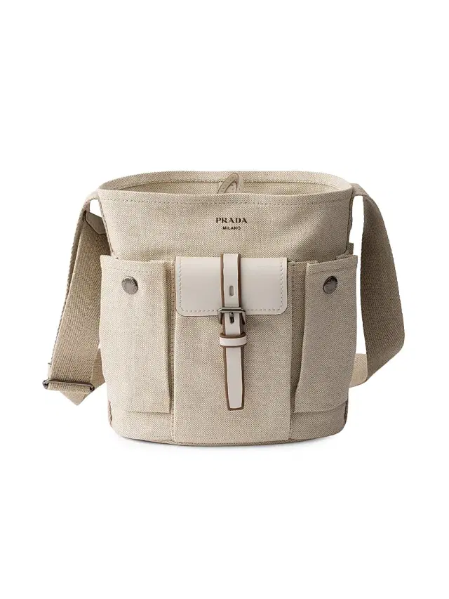 Women's Route Mini Canvas and Leather Bucket Bag - Beige Khaki Women's Route Mini Canvas and Leather Bucket Bag - Beige Khaki