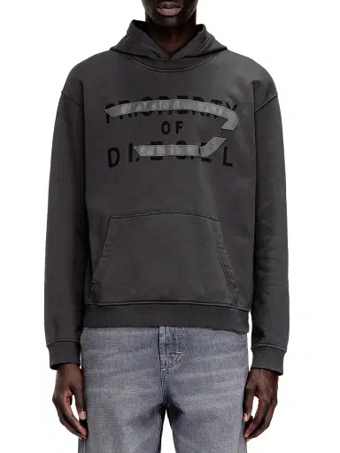Diesel Men's Norman Cotton Hoodie - Grey | Thumbnail 3 Diesel Men's Norman Cotton Hoodie - Grey | Thumbnail 3