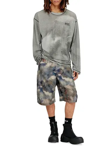 Diesel Men's Boxt Topstitched Cotton-Blend Long-Sleeve Shirt - Light Grey - Size Large | Thumbnail 2