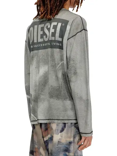 Diesel Men's Boxt Topstitched Cotton-Blend Long-Sleeve Shirt - Light Grey - Size Large | Thumbnail 4