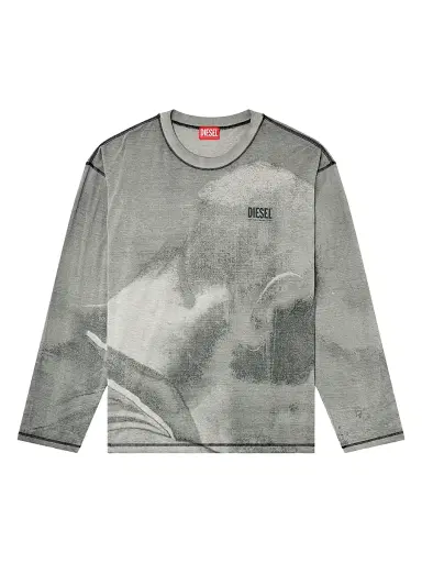 Diesel Men's Boxt Topstitched Cotton-Blend Long-Sleeve Shirt - Light Grey - Size Large | Thumbnail 1