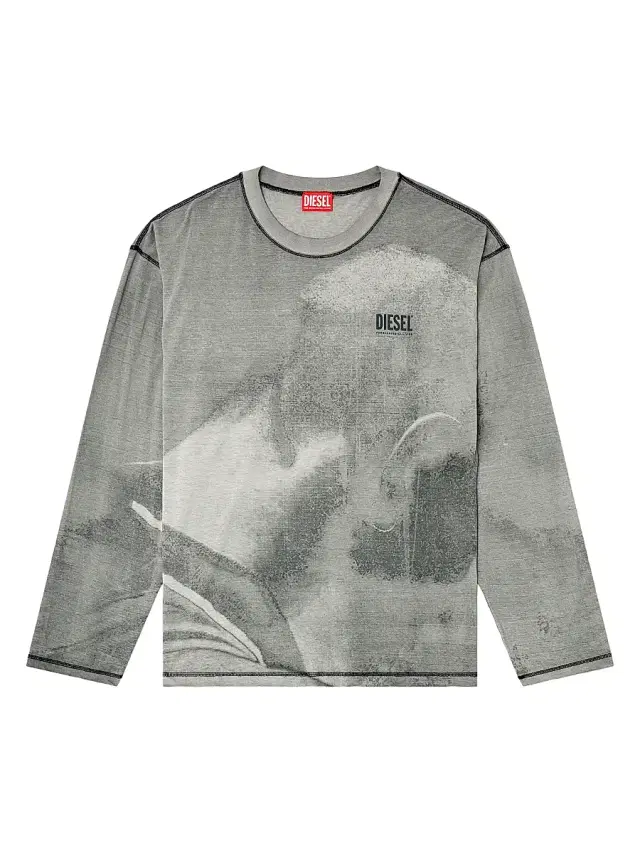 Men's Boxt Topstitched Cotton-Blend Long-Sleeve Shirt - Light Grey