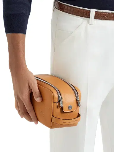 Brunello Cucinelli Cowhide Beauty Case with Double Zipper | Thumbnail 2 Brunello Cucinelli Cowhide Beauty Case with Double Zipper | Thumbnail 2