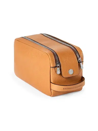 Brunello Cucinelli Cowhide Beauty Case with Double Zipper | Thumbnail 3 Brunello Cucinelli Cowhide Beauty Case with Double Zipper | Thumbnail 3